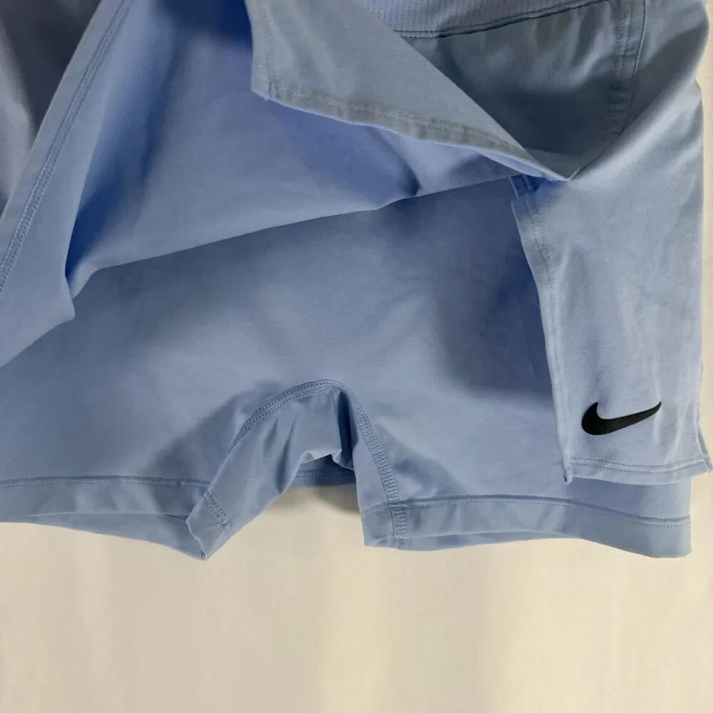 Nike Skort Skirt Women's Medium Blue Pull On Lined Tennis Golf Slim Fit Dri Fit